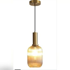 KCO Amber Glass Pendant Light – Gold Striped Glass – Open Box (New)